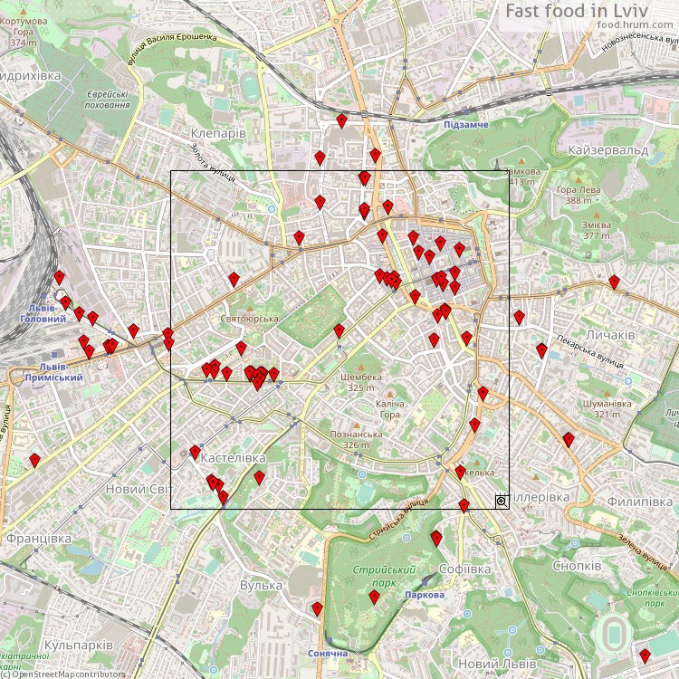 Фастфуди Львів - map of restaurants
