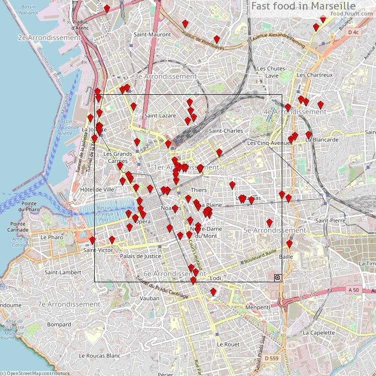 Fast food Marseille - map of restaurants
