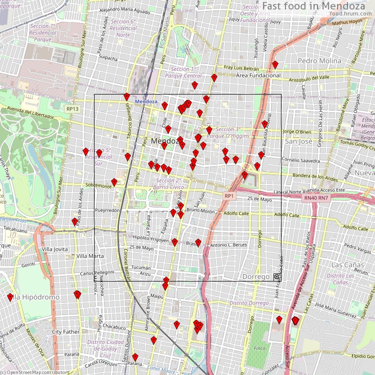 Fast food Mendoza - map of restaurants