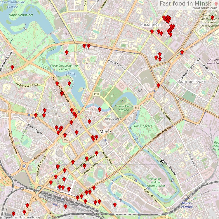 Fast food Minsk - map of restaurants