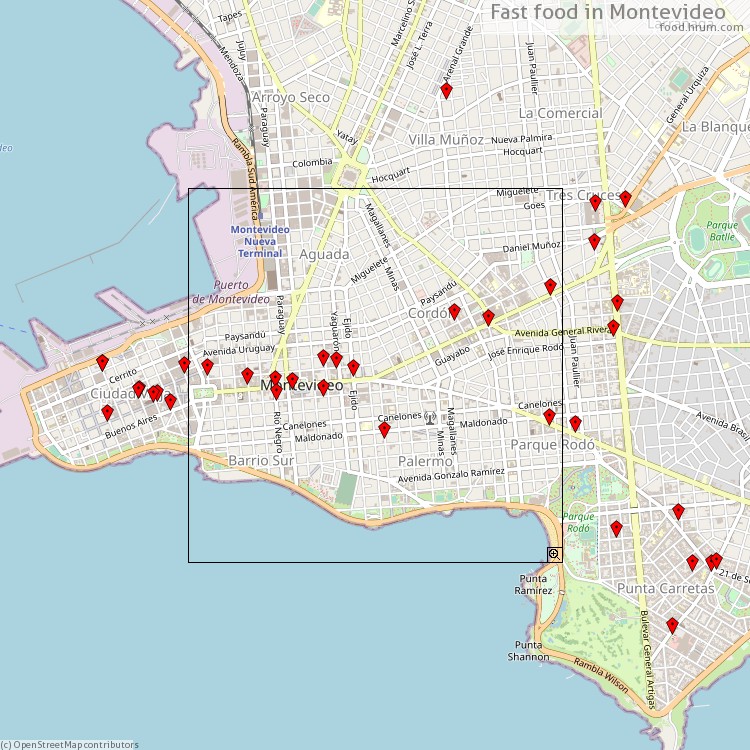 Fast food Montevideo - map of restaurants