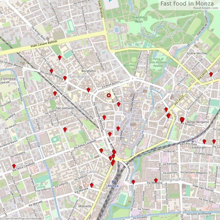 Fast food Monza - map of restaurants