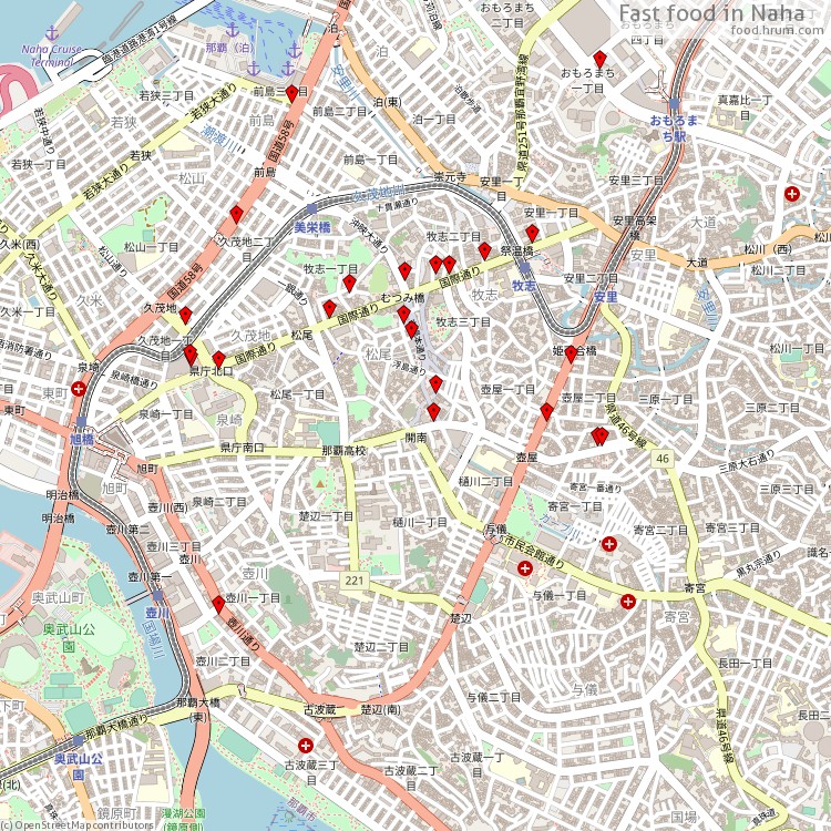 Fast food Naha - map of restaurants