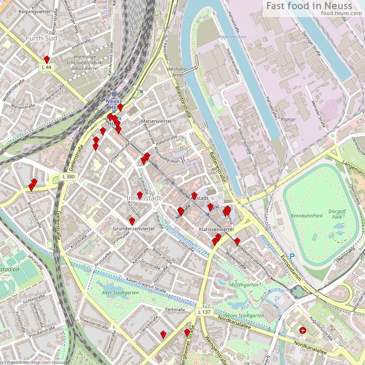 Fast Food Neuss - map of restaurants