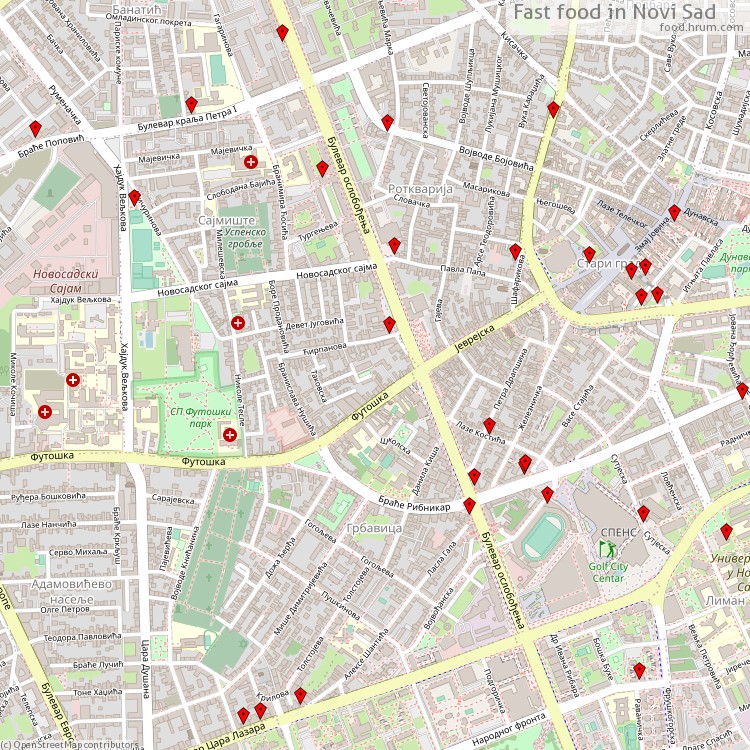 Брза храна Нови Сад - map of restaurants