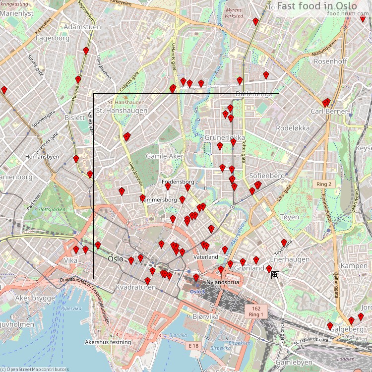 Fast food Oslo - map of restaurants