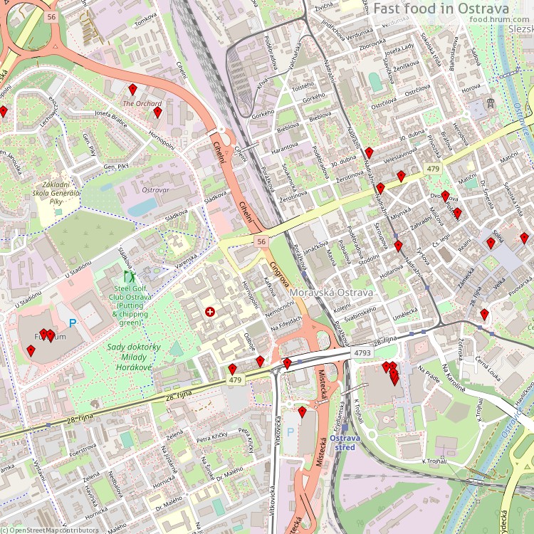 Fast food Ostrava - map of restaurants