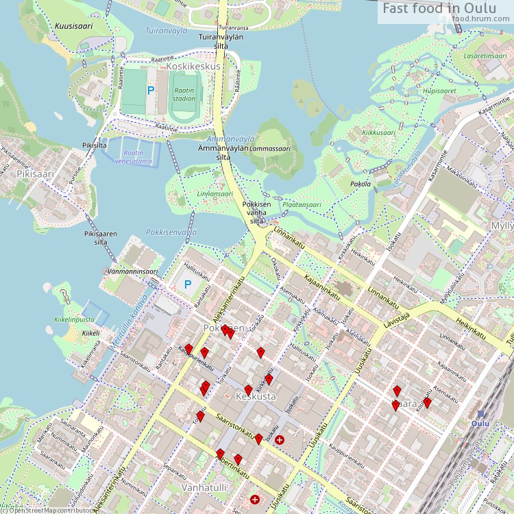 Fast food Oulu - map of restaurants