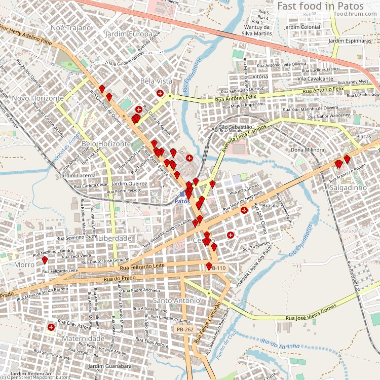 Fast food Patos - map of restaurants