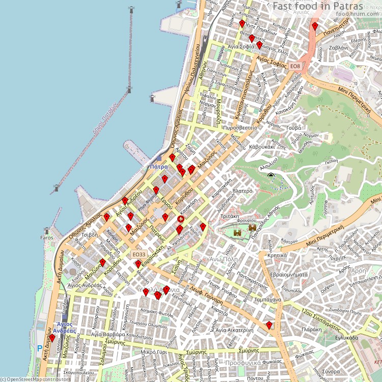 Fast food Patras - map of restaurants