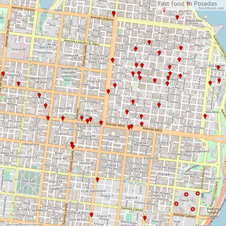 Fast food Posadas - map of restaurants