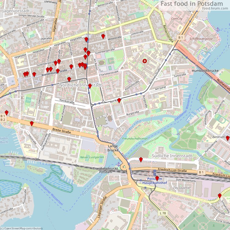 Fast Food Potsdam - map of restaurants
