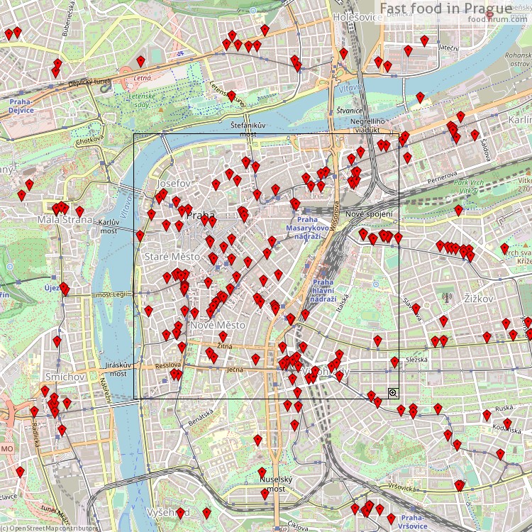 Fast food Praha - map of restaurants