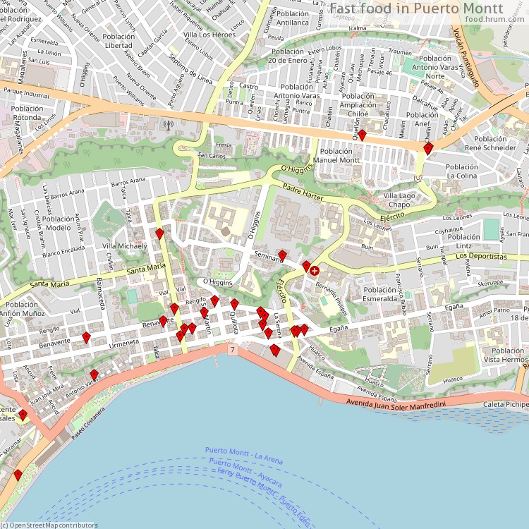 Fast food Puerto Montt - map of restaurants