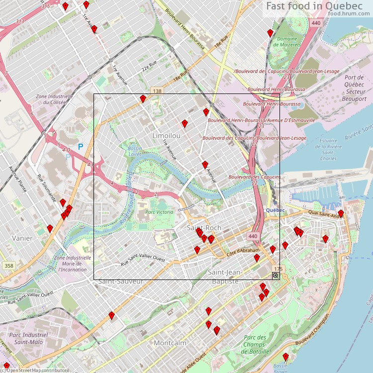 Fast food Ville de Québec - map of restaurants