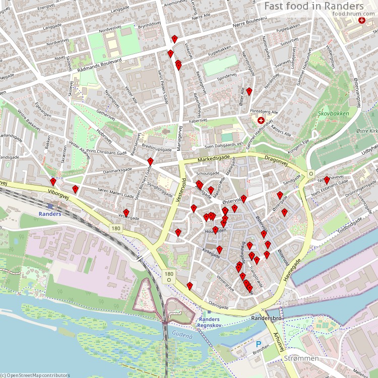 Fastfood Randers - map of restaurants