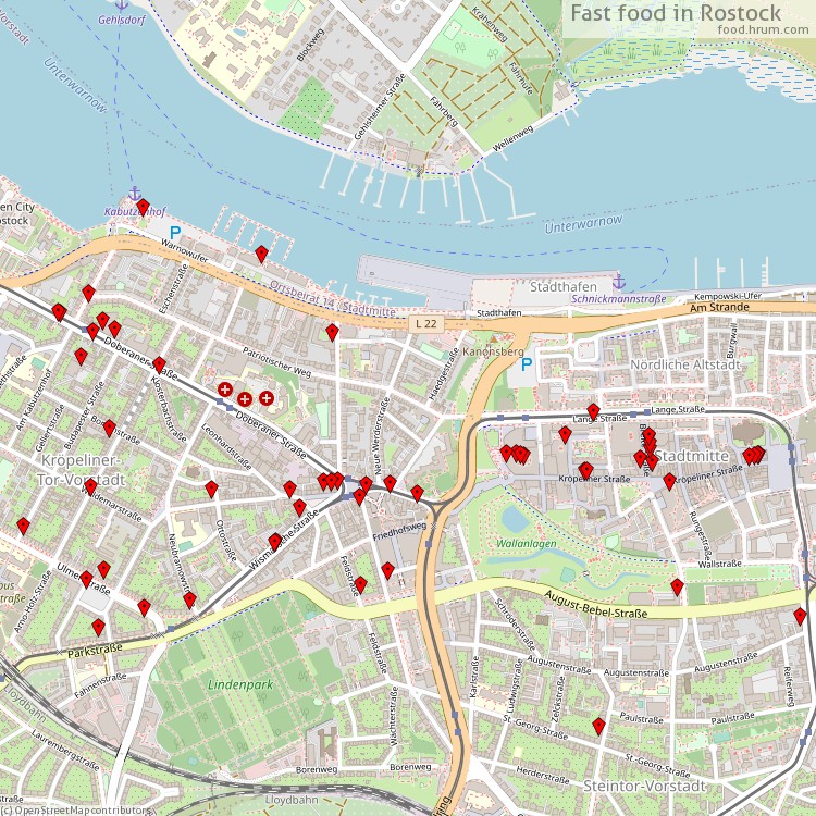 Fast Food Rostock - map of restaurants