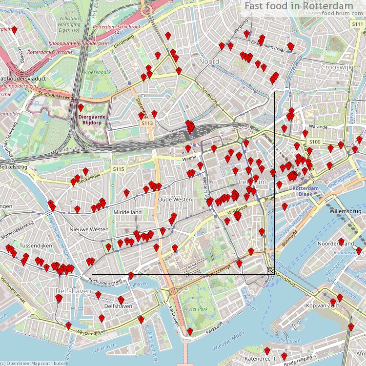 Fast food Rotterdam - map of restaurants