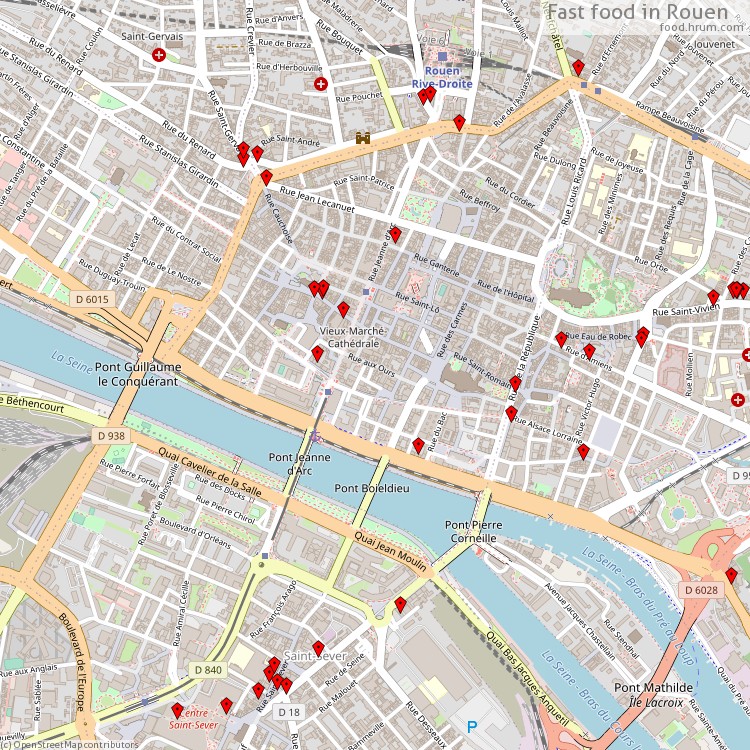 Fast food Rouen - map of restaurants
