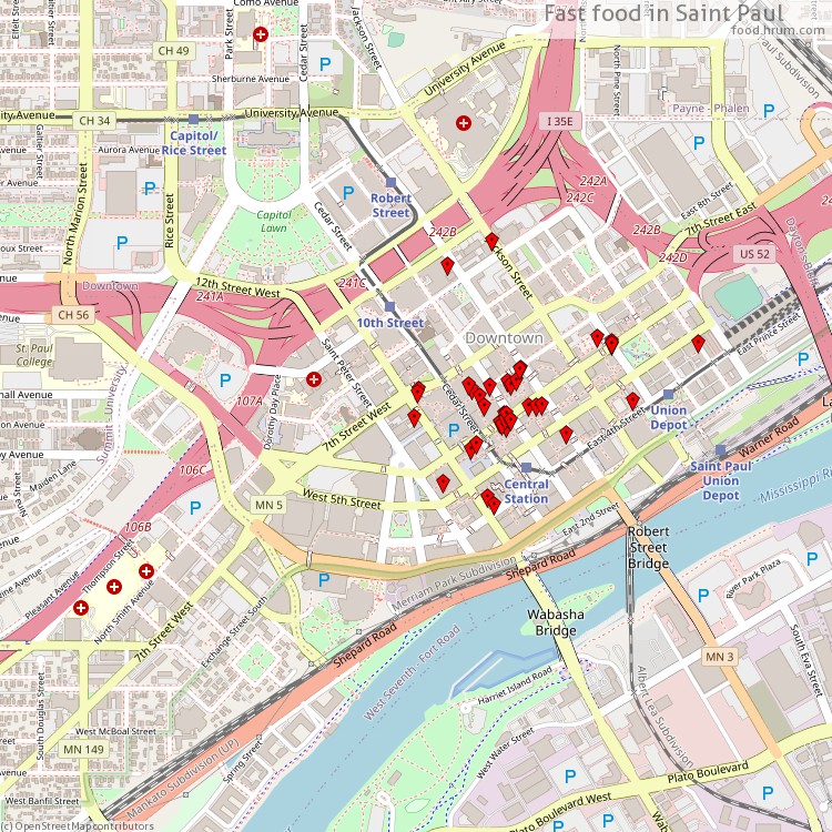 Fast food Saint Paul - map of restaurants