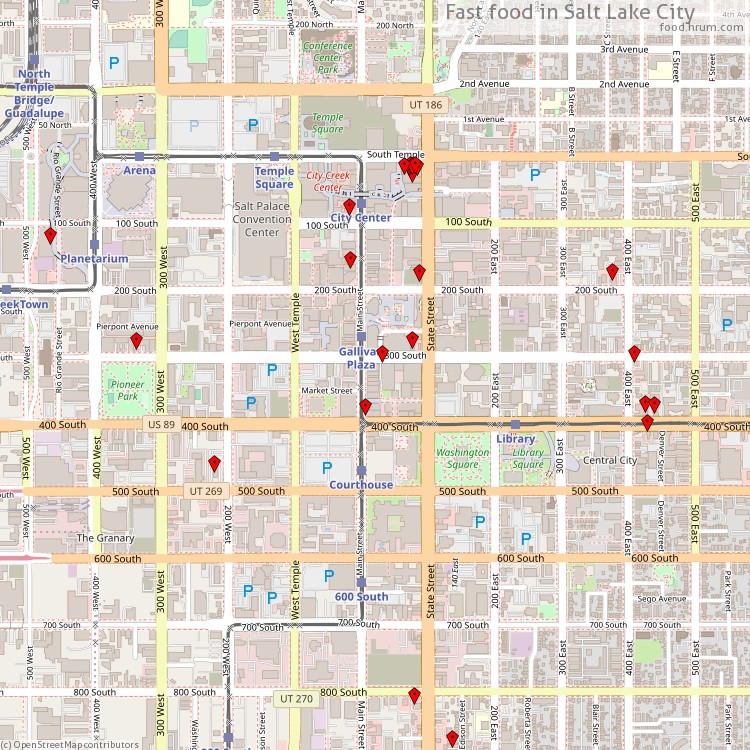 Fast food Salt Lake City - map of restaurants