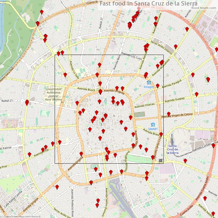 Fast food Santa Cruz de la Sierra - map of restaurants