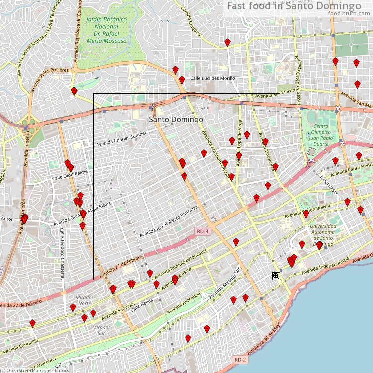 Fast food Santo Domingo - map of restaurants