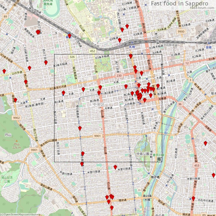 Fast food 札幌市 - map of restaurants
