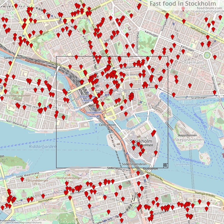 Fast food Stockholm - map of restaurants