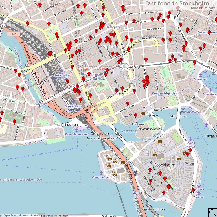 Snabbmat Stockholm - map of restaurants