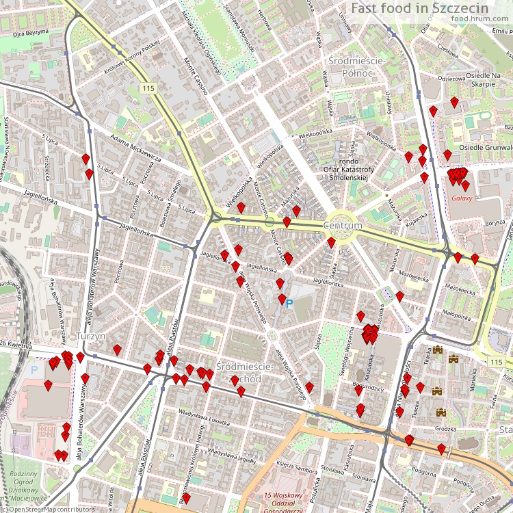 Fast food Szczecin - map of restaurants
