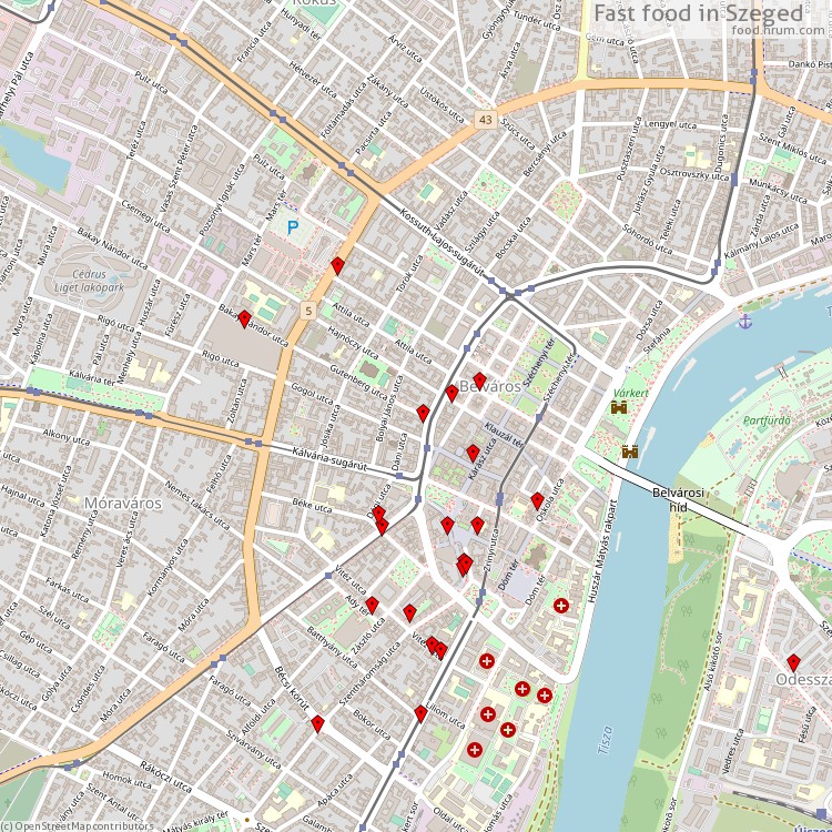 Fast food Szeged - map of restaurants