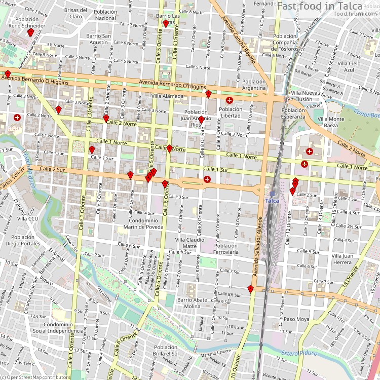 Fast food Talca - map of restaurants
