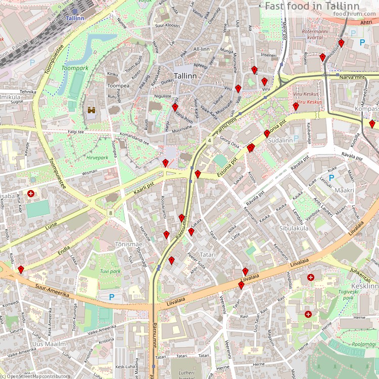 Fast food Tallinn - map of restaurants