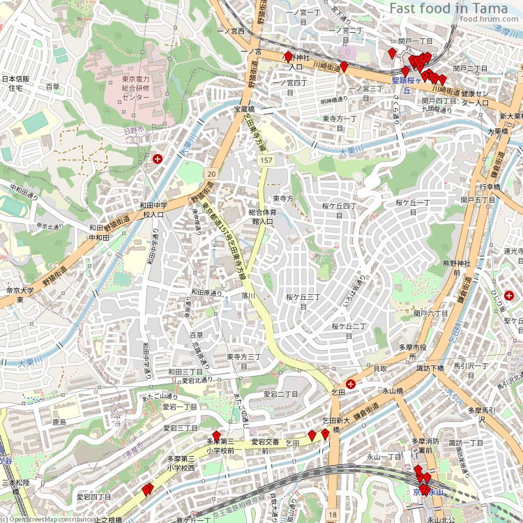 Fast food 多摩市 - map of restaurants