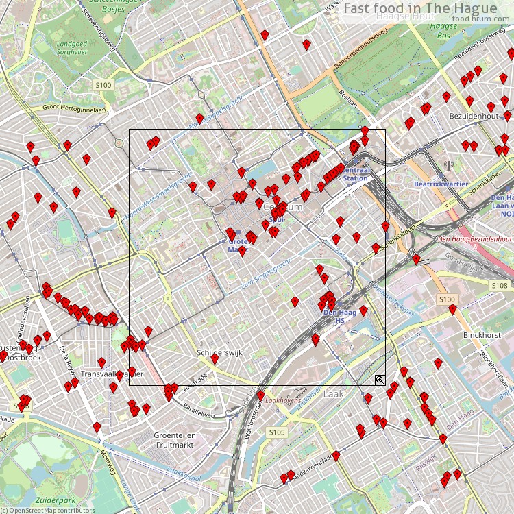 Fast food Den Haag - map of restaurants