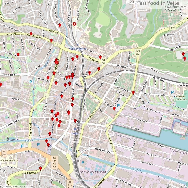 Fastfood Vejle - map of restaurants