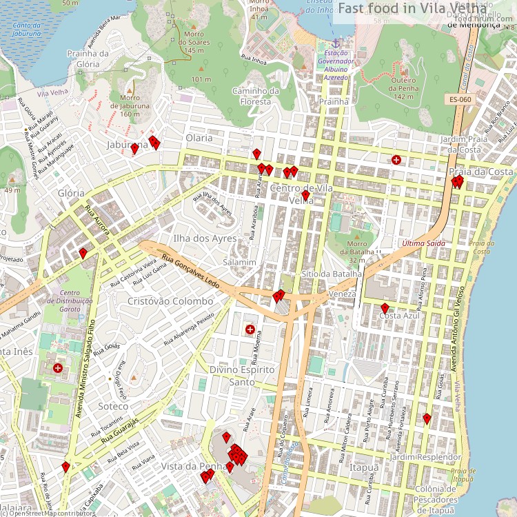Fast food Vila Velha - map of restaurants