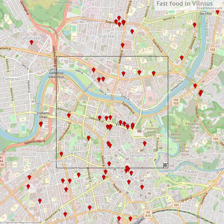 Fast food Vilnius - map of restaurants