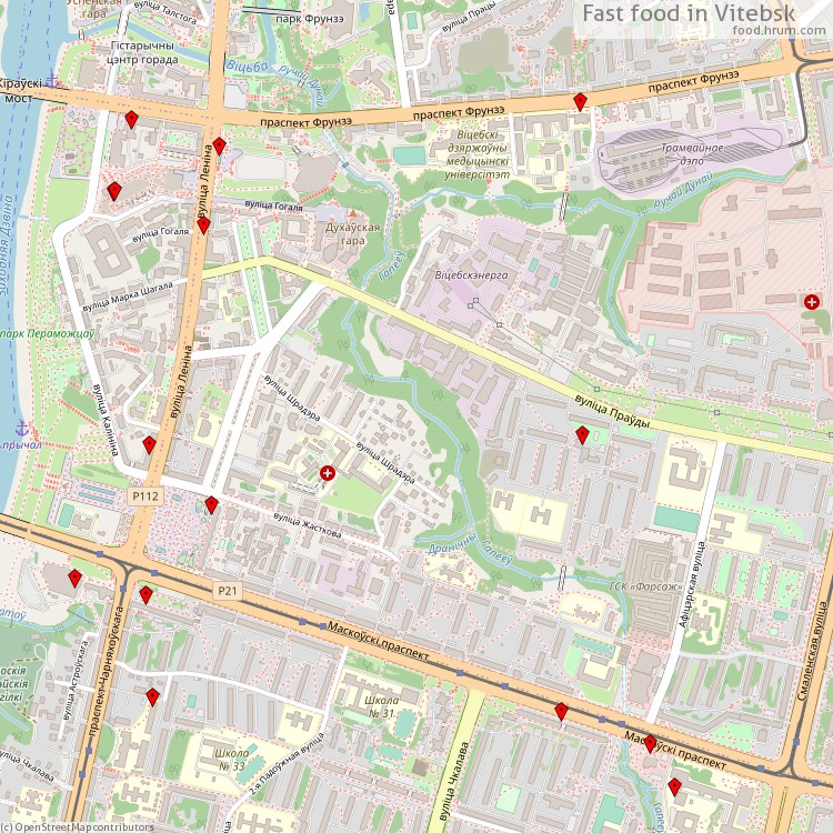 Fast food Vitebsk - map of restaurants