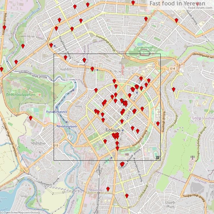Fast food Երևան - map of restaurants