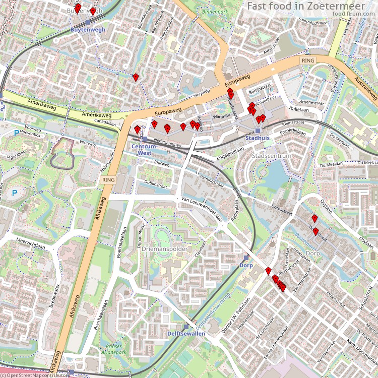 Fast food Zoetermeer - map of restaurants